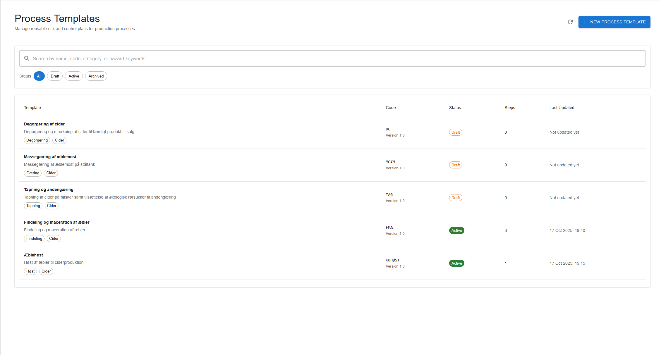 Control log dialog highlighting corrective action fields